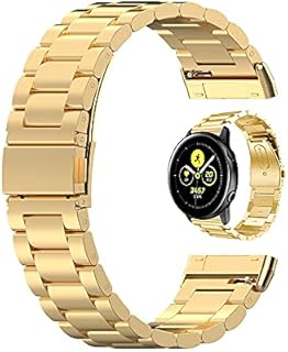 LBCS No Gaps Metal Strap, Band with Clips Solid Stainless Steel Bracelet for Most watches and smart watches ,Samsung/Huawei/Apple Watch/OPPO Smartwatch, 18mm,20mm,22mm,24mm Metal Bands Compatible (Gold, 18mm)
