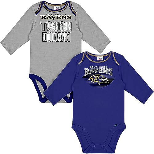 Image of Gerber Baby NFL Team 2 Pack Long Sleeve Onesie Bodysuit
