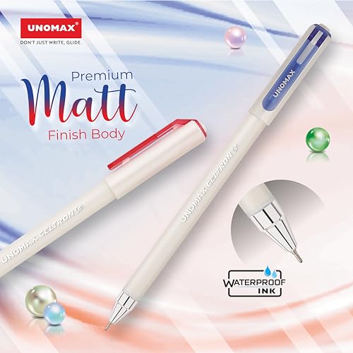 Image of UNOMAX Geltron Pearl 20 (10 Blue & 10 Red) | Professional Ergonomic Design for Daily Use, Exam-Friendly | Fast-Flowing Ink, Writing Precision, Budget-Friendly,