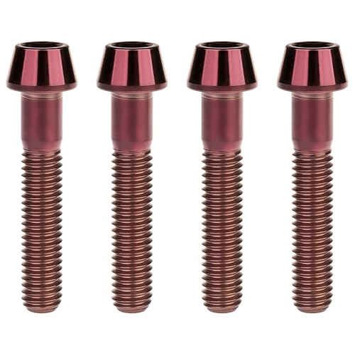 Image of Titanium Ti Bolt M5x9 16 18 20 25 30 35 40 45 50 55 60mm Tapered Head Screws Pack of 4 (M5x30mm, Burgundy)