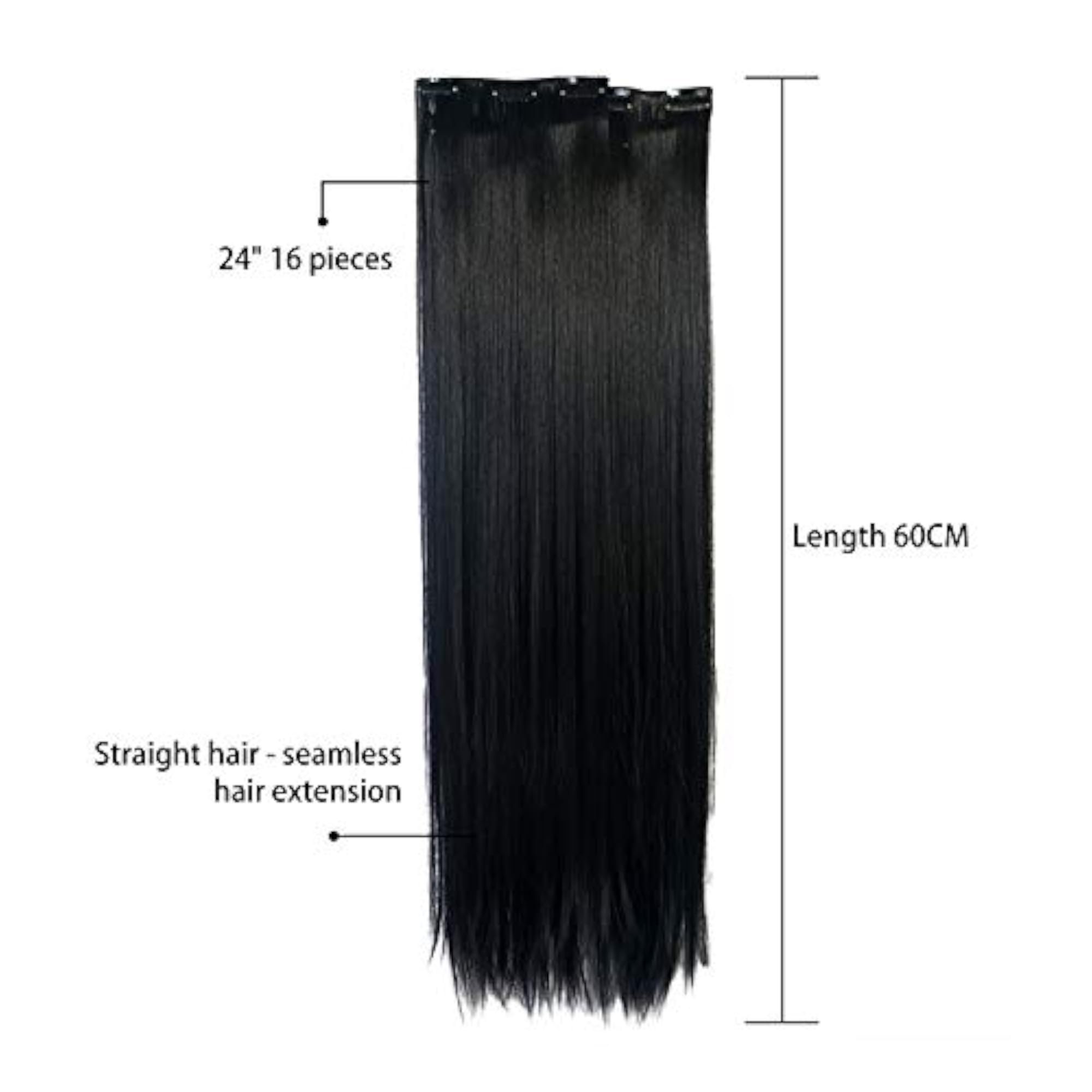30 Inch Synthetic Long Straight Hair Extension, Black