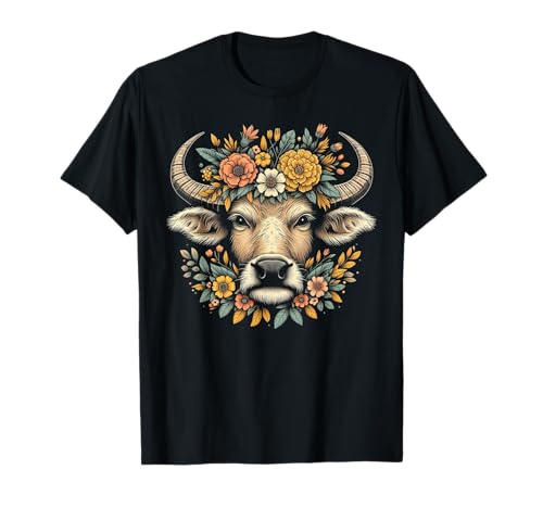 Couronne florale de buffle d'eau T-Shirt