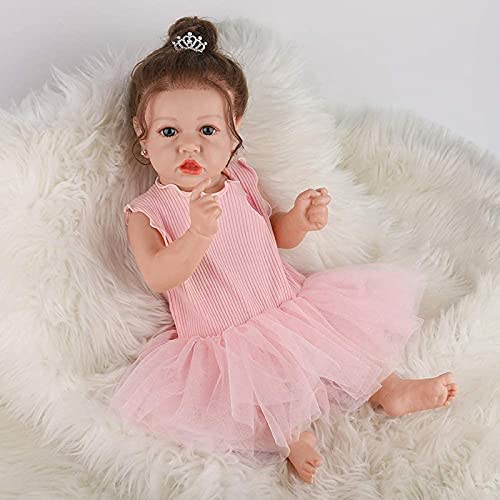 MWKL Lebensechte realistische Badepuppen Nettes Reborn Baby 58cm Reborn Puppe Schöne Simulationspuppe 22 Zoll… – Bild 8