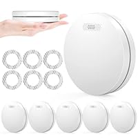 Rauchmelder 6er Set, 10 Jahre Batterie Rauchmelder, Feuermelder Flach mit Stumm-Funktion, 85dB Hörbarer Alarm, Standalone Brandmelder