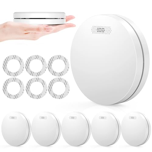 Rauchmelder 6er Set, 10 Jahre Batterie Rauchmelder, Feuermelder Flach mit Stumm-Funktion, 85dB Hörbarer Alarm, Standalone Brandmelder