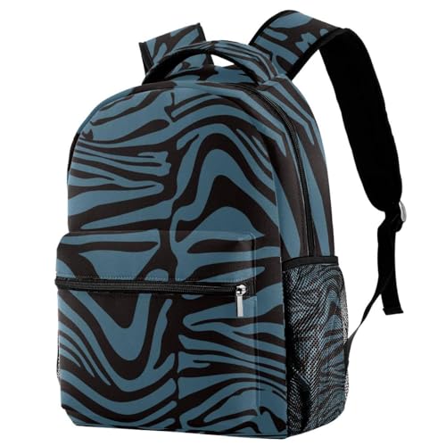 Sac à dos d'école bleu et noir pour ados et enfants | 29.4x20x40cm