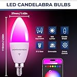 E12 Smart Bulb 60W Equivalent, 500LM 6W WiFi Candelabra LED Light Bulb Compatible with Alexa/Google Home, No Hub Required, RGBCW Chandelier Candle Bulb, 2.4G WiFi Only, ETL Listed, 3PCS - Image 2