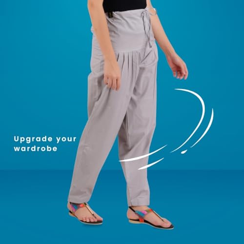 Image of Happy Bunny Salwar Pant - Modern Style Pure Cotton for Women - Ethnic Semi Patiala Trouser - Office,Home - All Day Comfort Wear with Drawstring