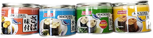 Nissui Canned Mackerel Sampler Pack | Ajitsuke (Soy Sauce), Misoni (Soybean Paste), Mizuni (Brine), Aburazuke (Oil) | 6.7 Oz Each image 4
