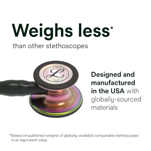 3M Littmann Cardiology IV Diagnostic Stethoscope, 6242, More Than 2X as Loud, Weighs Less, Stainless Steel High Polish Rainbow Chestpiece, 27" Navy Blue Tube, Black Stem, and Headset - image 4