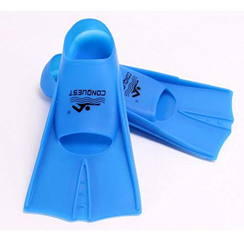 TOPCHAMCES(TM) Rubber Swim Training Fins Flippers for Men, Women and Kids, Short Training Fins for Swimming (Conquest Blue, F800(L) 39-41) - Thumbnail 3