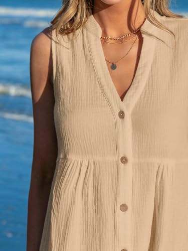 Image of CUPSHE Women Swimsuit Coverup 100% Cotton Ruffle Hem Beach Cover Up Dresses