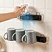 BAIEUEJO 2pcs Mug Hooks Wall-Mounted Mug Holder, Coffee Cups Holder Hanger no Drilling,Mug Rack Hooks with 4 Cup Holders,Cups Storage Hooks ​for Kitchen, Living Room, Office (Black)