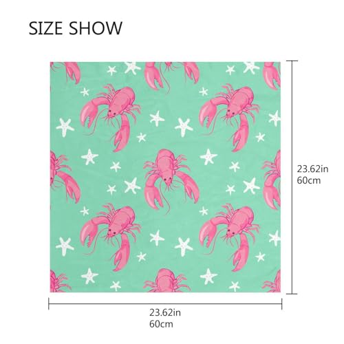 Pink Lobsters Starfish Silk Like Head Scarf for Women,Soft Fashion Neck Scarf Square Satin Head Scarf 23.6 Inches2