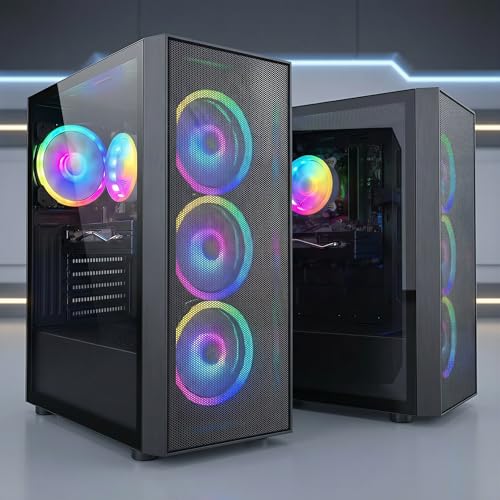 Image of STGAubron Gaming PC Computer Desktop, Radeon RX 580 8G, Intel Core I7 8th up to 4.10 GHz, 16G DDR4, 512G SSD, WiFi 6 & BT 5.2, RGB Fan x4, Windows 11 Home