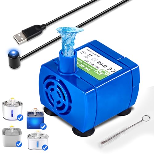 Cat Water Fountain Pump Pet Water Fountain Pump Replacement Pump DR-DC160 Motor for for Round Cubic Flower Cap Cat Fountain
