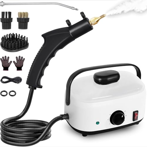 Steam Cleaner,2500W High Temperature High Pressure Steam Cleaner with 3 Brush Heads, Portable Steam Cleaners with 1.5L Tank For Car Detailing Kitchen Bathroom Floors(White)