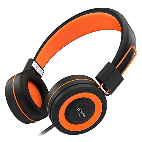 Elecder I37 Kids Headphones Children Girls Boys Teens Foldable Adjustable On Ear Headphones 3.5Mm Jack Compatible Cellphones Computer Mp3/4 Kindle School Tablet Orange/Black #TOP20