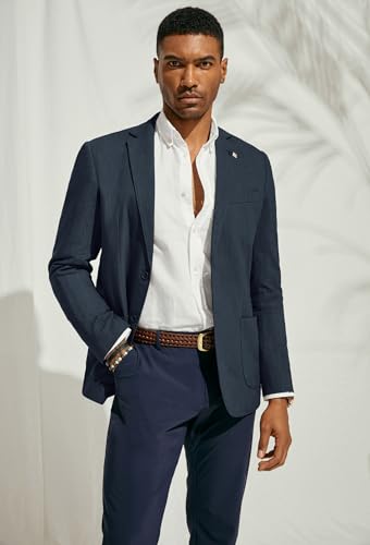 Image of PJ PAUL JONES Mens Casual Blazer Lightweight Linen Sport Coat 2 Button Unlined Suit Jackets