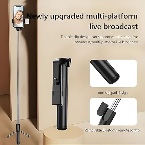 Image of Like Star R1S-L Tripod Selfie Stick Mini LED Fill Light 67 Inch Long /7-Section Stable Base /BT Remote /3 in 1 Multifunction for Vlogging /Photography /Videography for All Mobile Smartphones