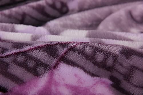 Dada Bedding Orchid Blossoms Soft Cozy Plush Luxe Shades Of Purple Flannel Fleece Throw Blanket - Floral Leaves Solid Striped Multi Purple Lavender Print - 63" X 90" #TOP6