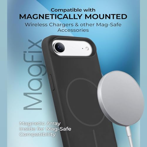 Image of iPhone 17 Air Silicone Magsafe Case | Shock Proof Design & Camera Protection | Premium Rubberised Apple iPhone 17 Air Cover (Microfiber Lining) | Magnetic Liquid Silicone - Black