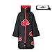 XCJLW Anime Unisex Naruto Akatsuki Cosplay Halloween Christmas Party Costume Cloak Cape Uniform Ninja Robe (Small) Black
