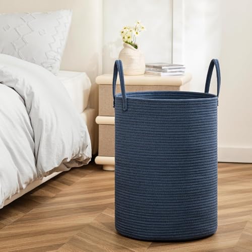 Image of Laundry Basket for Clothes | Toy Storage Basket | Washing clothes Storage Basket | Cotton Rope Basket | Multi-Purpose Use Big Size Laundry Basket | Dirty Cloth Baskets Jute | 36x36x46 cm