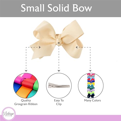 Image of Small Solid Bow for Girls - Set of 12 (Ivory)