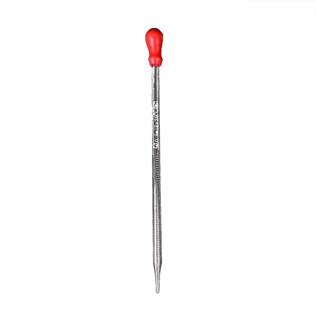 1pc Glass Graduated Pipette Rubber Bulb Lab School Experiment Dropper Dispensing 0.5ml/1ml/2ml/3ml Red 0.5ml