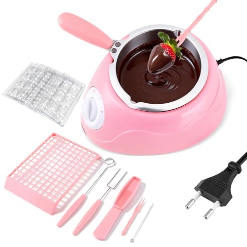 Natudeco Elektroschokolade Schmelztiegel, Schokoladenschmelztiegel Elektrischer Schokoladenschmelzer, Süßigkeitenschmelztiegel Mit Formenset, Werkzeugen, Kunststoffgitter