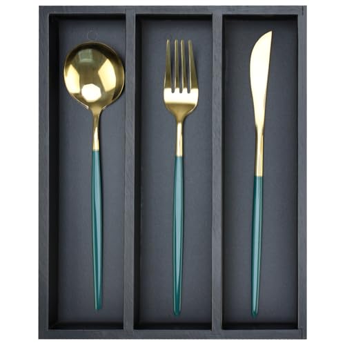 Small Silverware Drawer Organizer Kitchen Utensils Bamboo Cutlery Tray Narrow Flatware Organizer For Drawer Skinny Spoon Fork Holder Drawers Slim Silverware Tray Black Flatware Cutlery Organizer