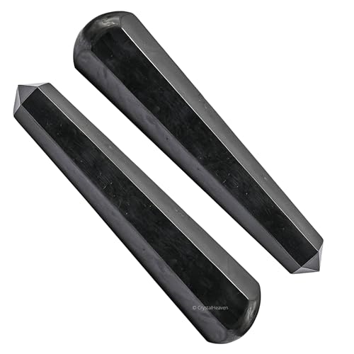 Image of Shungite Crystal Wand - Pointed Crystal Wand for Energy Healing, Chakra Balancing, Meditation and Home Decor - Crystals and Healing Stones for Gift