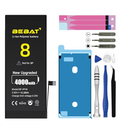 BEBAT Replacement for iPhone 8 Battery 4000mAh High Capacity Li-ion Polymer Replacement Battery for Model A1863 A1905 A1906 with Professional Repair Tool Kits