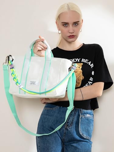 Image of Leopard Print Tote Bag for Women Everyday Work Cheetah Tote Canvas Shoulder Bag with Multiple Pockets for Travel Daily Use