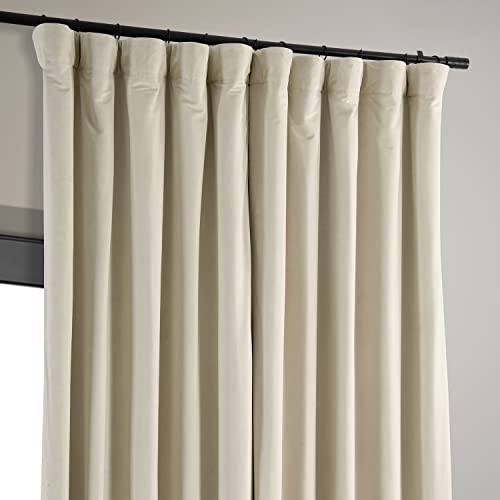 HPD Half Price Drapes Signature Velvet Thermal Blackout Curtains for Living Room 84 Inch Long (1 Panel) Rod Pocket Insulated Blackout Curtains for Bedroom Window Curtains, 100W x 84L, Ivory