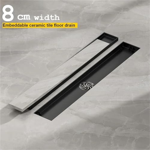 Siphon de sol rectangulaire noir pour une salle de bain épurée et douche à l'italienne. - 5