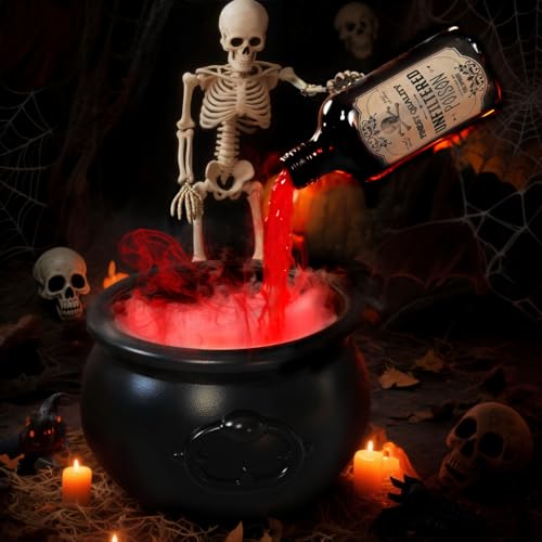 Halloween Decoration Set, Ultrasonic Mist Maker Fogger with Black Witch Cauldron...