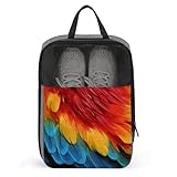 Fantastic Parrot Feather Shoe Bags for Travel Water-Resistant Shoes Pouch with Handle Fashion Shoe Organizer with Zipper Closure Portable Sneaker Carrier for Men & Women Daily Use
