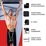 Dip Belt with Chain – Weighted Pull Up Belt, Dip Weight Belt, Weightlifting Belt for Pullups, Squats, and Dips, Belt Squat Attachment Ideal Weight Belt for Pullups, Weightlifting, and Gym Workouts (Black) - Image 2