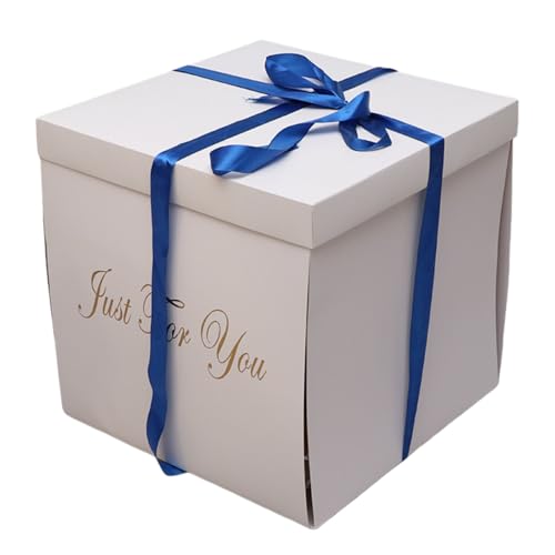 Vzqr サプライズボックス 大型バルーンボックス 50×50×50cm 箱とリボンのみ 誕生日・記念日・プロポーズ・告白・パーティー おしゃれ飾り付け 写真映え ギフトボックス (A)