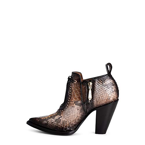 Cuadra Women's Bootie In Genuine Python Leather Black #TOP3