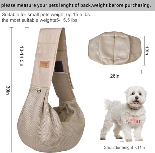 vrbabies Dog Sling Puppy Carrier with Adjustable Shoulder Strap Safety Belt and Pocket Protective Mesh,Hands-Free Dog Carriers for Small Dogs Cat,Puppy Sling Carrier for Outdoor Travel - Image 4