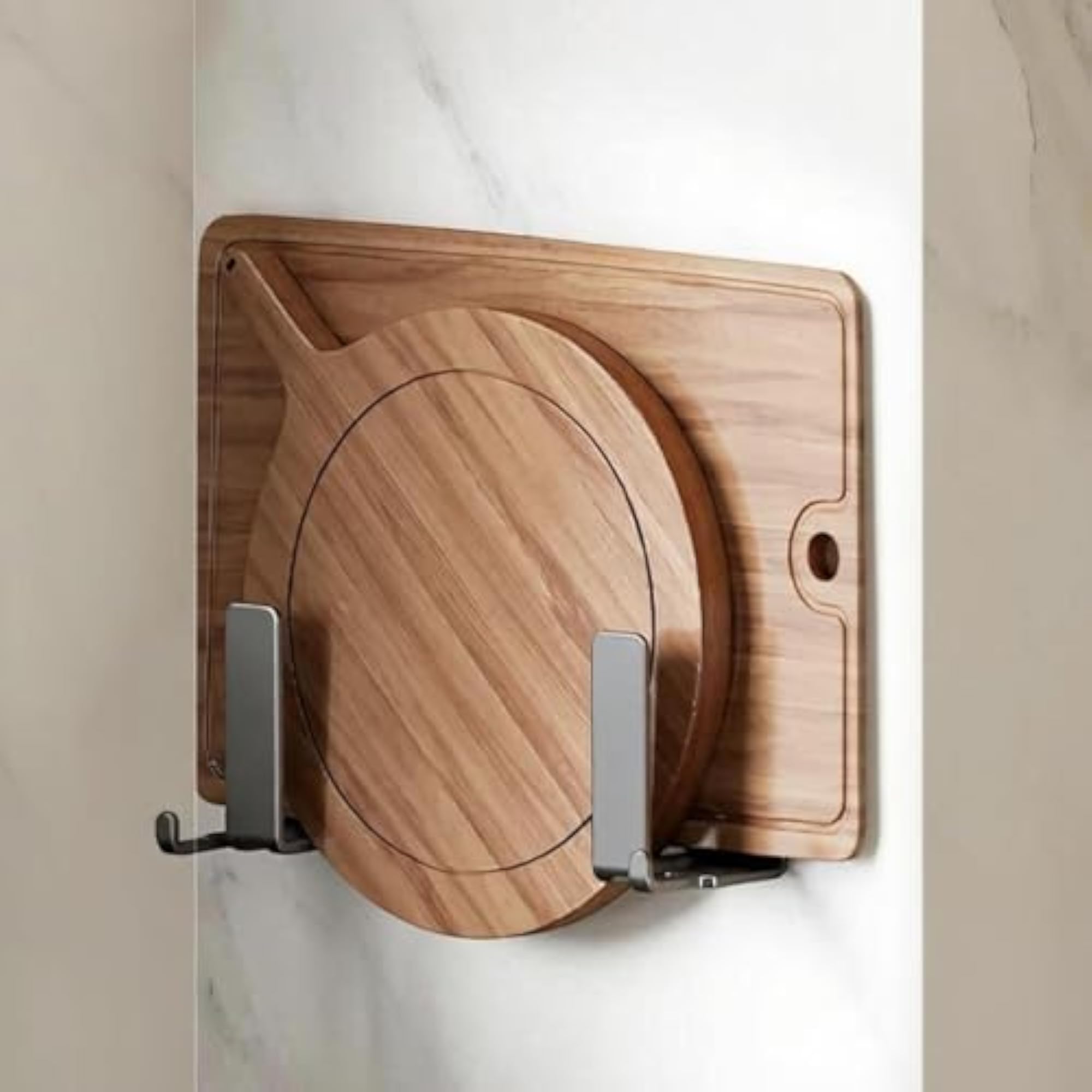 Stainless Steel No-Drill Wall Mount Cutting Board Rack