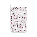 Pink-weiße magische Einhörner mit gelben Sternen, rosa Herz auf weißem Hängewäschekorb, schmutziger Kleidersack über der Tür, Wandtuchkorb mit Haken, Aufbewahrungsschrank für Badezimmer, Schlafzimmer