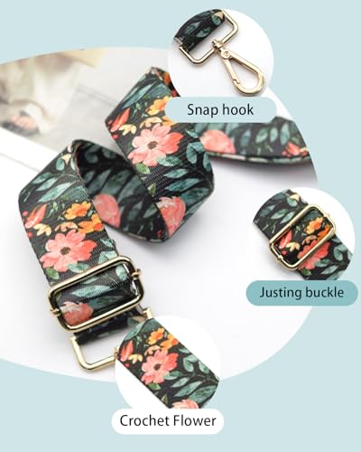 Image of Embroidered Purse Straps Replacement Crossbody Wide Adjustable Bag Straps