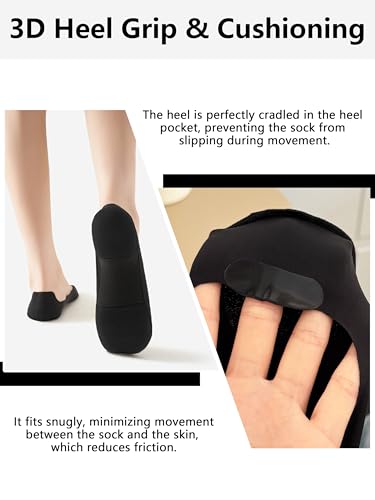 Image of No Show Socks Womens Invisible Non Slip Liner for Flat 6 Pairs | Ultra Low Cut No See Hidden Footies, Breathable Thin Socks for Ballet Flats Loafers Heels Boat Shoes, Fits Size 4-9