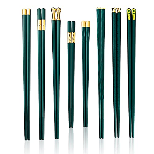 EACHPT baguettes réutilisables, 8 paires baguettes antidérapantes pour cuisine chinoise, baguettes en alliage de fibre de verre, Antidérapant réutilisable, pour les plats asiatiques de sushi Cover