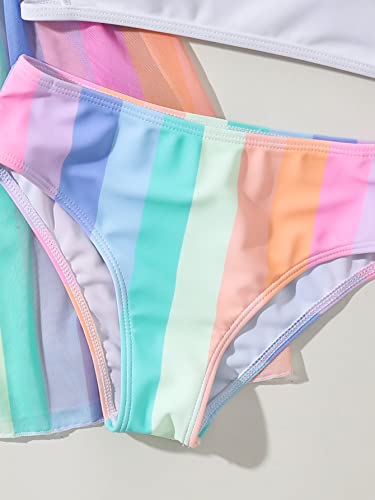 Milumia Girl's 3 Piece Bikini Sets Tie Dye Spaghetti Strap Swimsuit with Coverups4