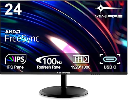 Minifire Écran PC 24 Pouces, IPS, FHD (1920x1080), 100Hz sRGB 110%, Protection des Yeux, Design...